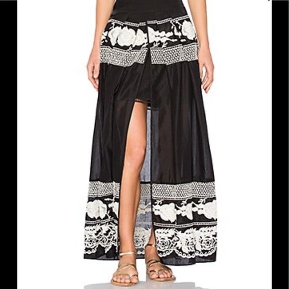 Aijek Andrea Embroidered Maxi Skirt in Black & White Size Medium - Picture 1 of 11